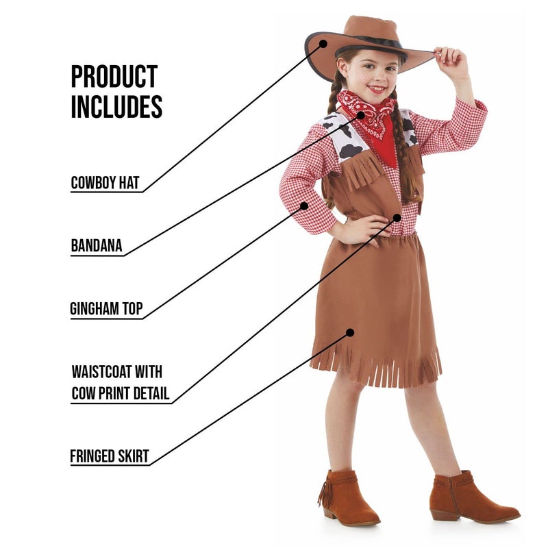 fun shack Cowgirl Outfit Kids Costume, Girls Cowgirl Dress for Parties, Western Themed Dress Up for Children, X-Large - Image 3